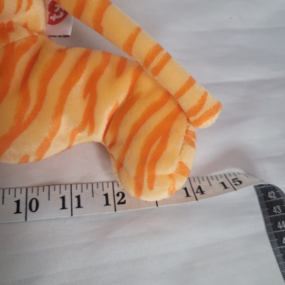 Vintage 1996 Ty Pillow Pals Purr The Tiger Orange Plush Stuffed Animal 14" - Picture 8 of 8